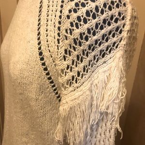 BCBG off-white sweater with feminine details